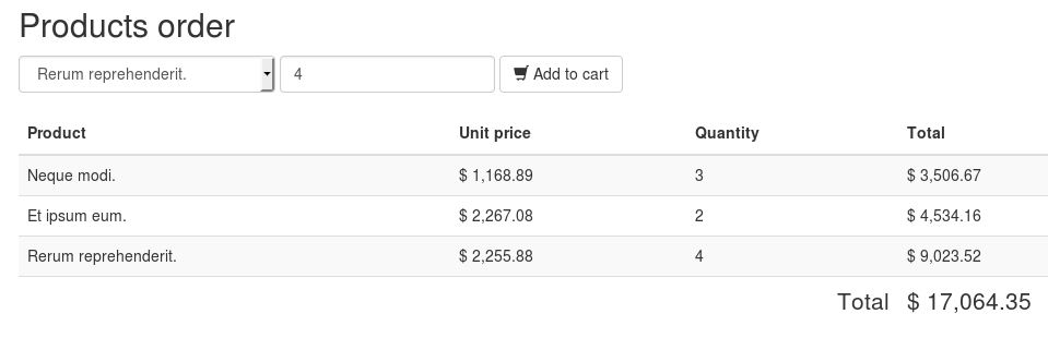 Interfaz de carro de compras